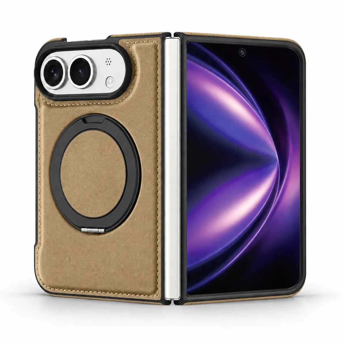 Leather iPhone Duo Case with Ring Kickstand
