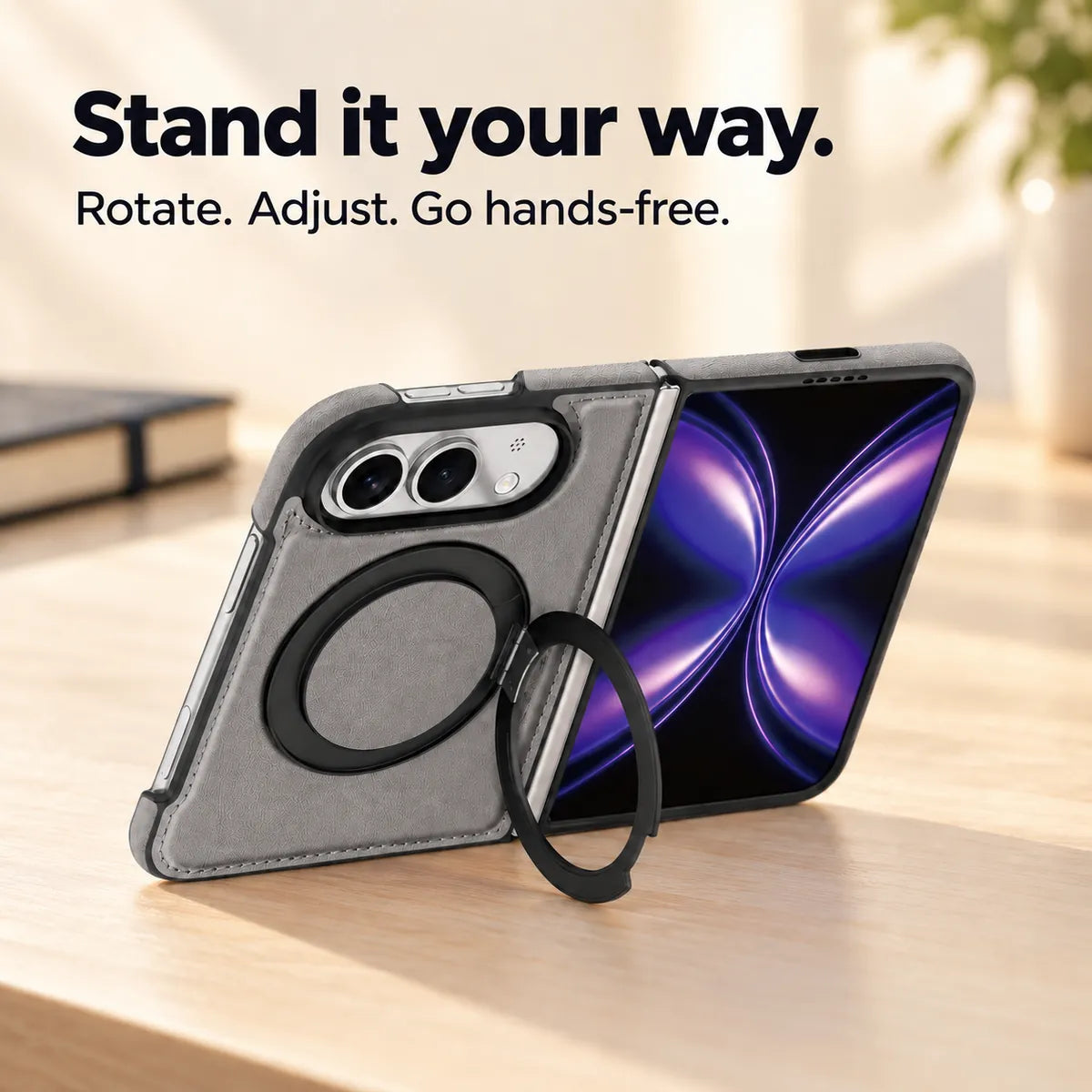 Leather iPhone Duo Case with Ring Kickstand