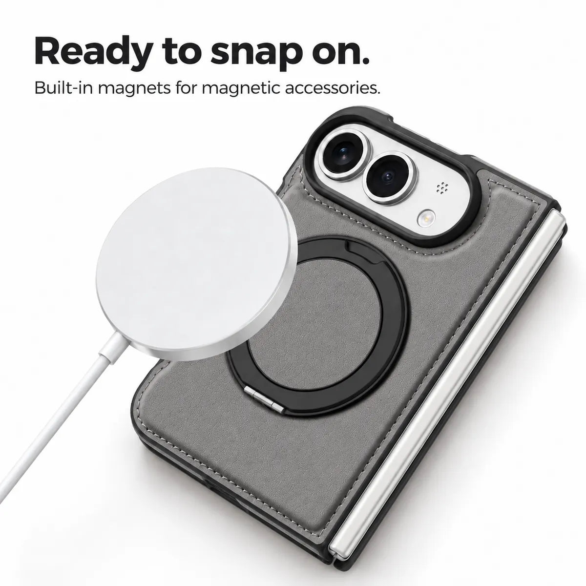 Leather iPhone Duo Case with Ring Kickstand