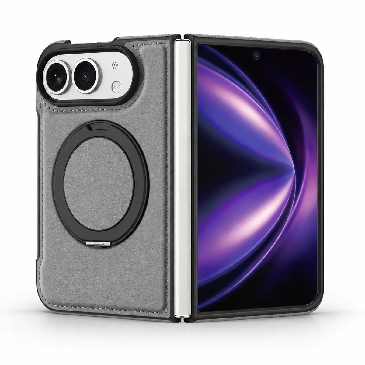 Leather iPhone Duo Case with Ring Kickstand