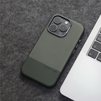 Two Tone Textured iPhone Case with Leather Panel and Metal Style Camera Frame