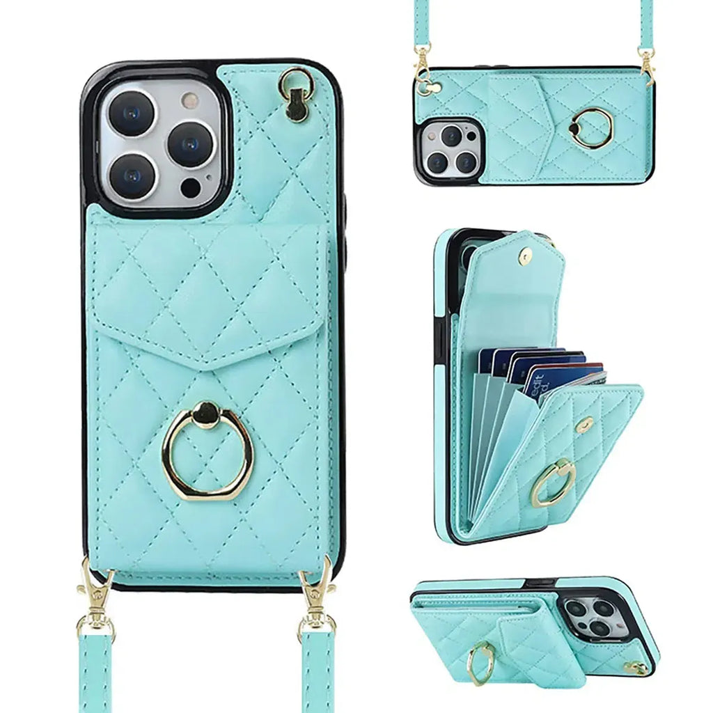 Quilted Crossbody iPhone Case with Ring Stand