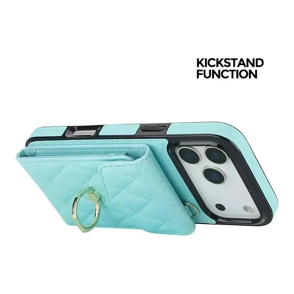Quilted Crossbody iPhone Case with Ring Stand