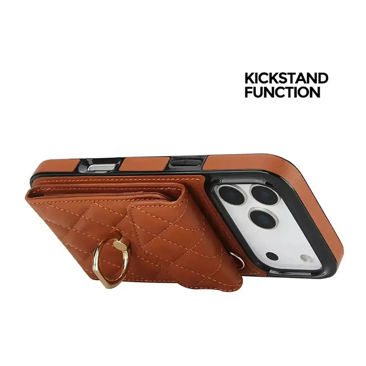 Quilted Crossbody iPhone Case with Ring Stand