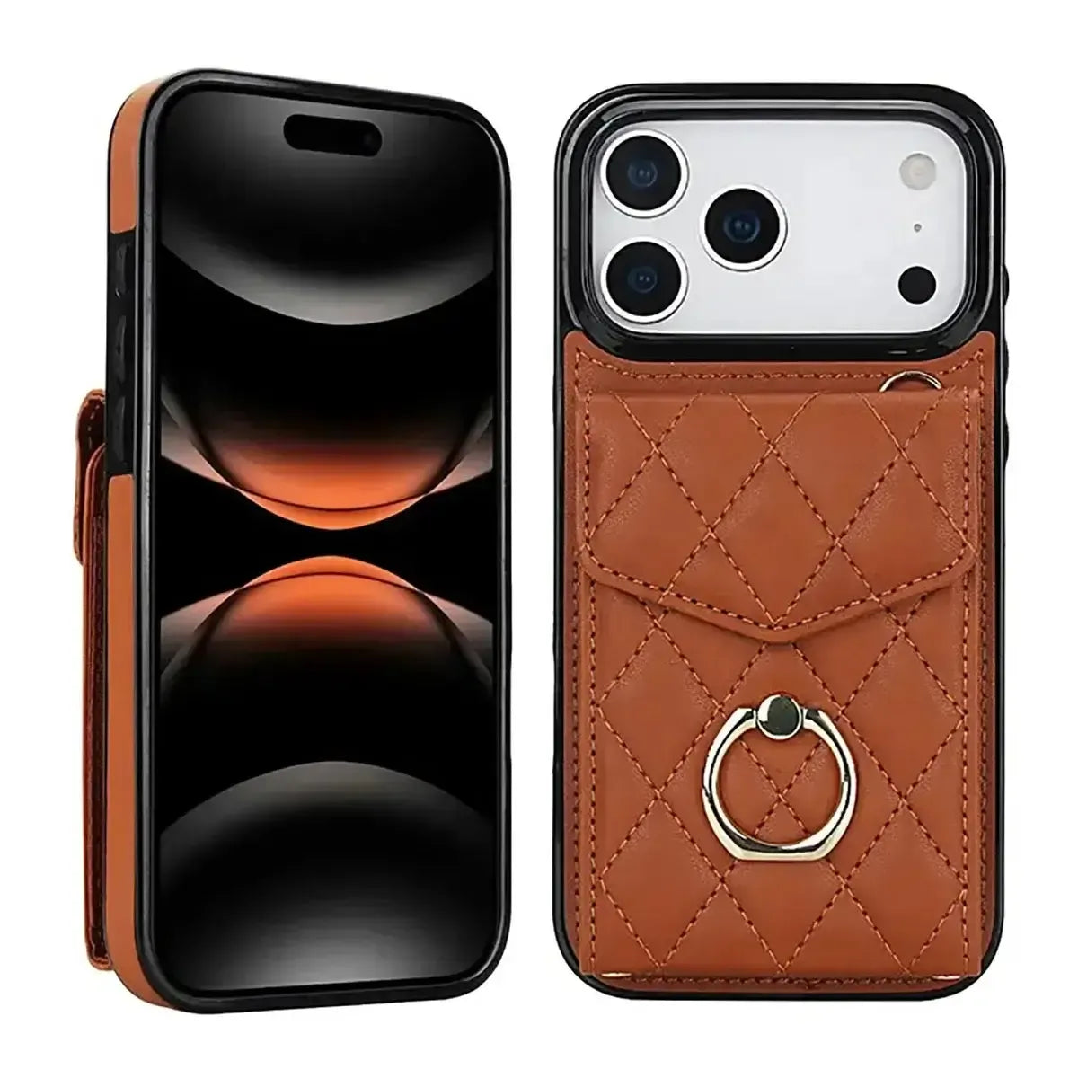 Quilted Crossbody iPhone Case with Ring Stand