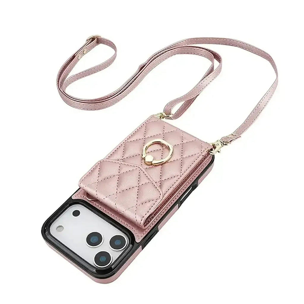 Quilted Crossbody iPhone Case with Ring Stand