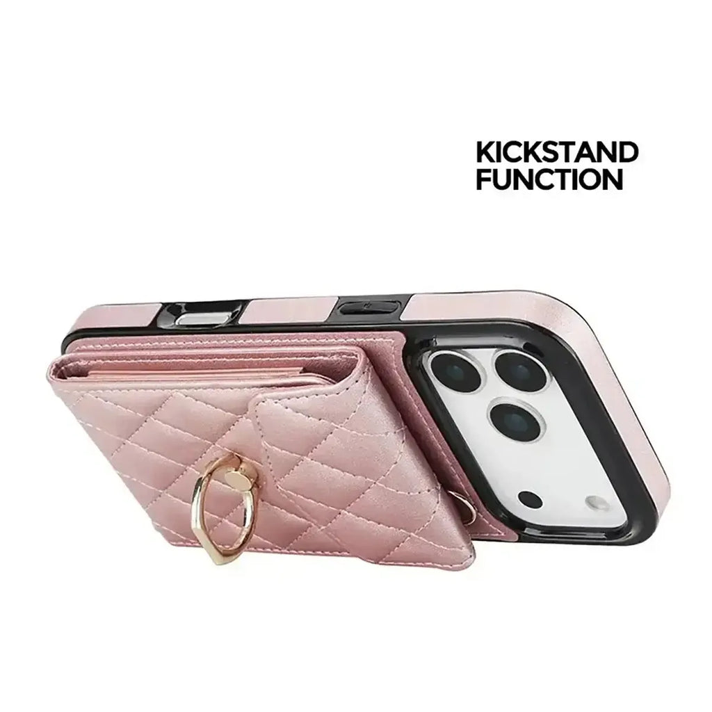 Quilted Crossbody iPhone Case with Ring Stand