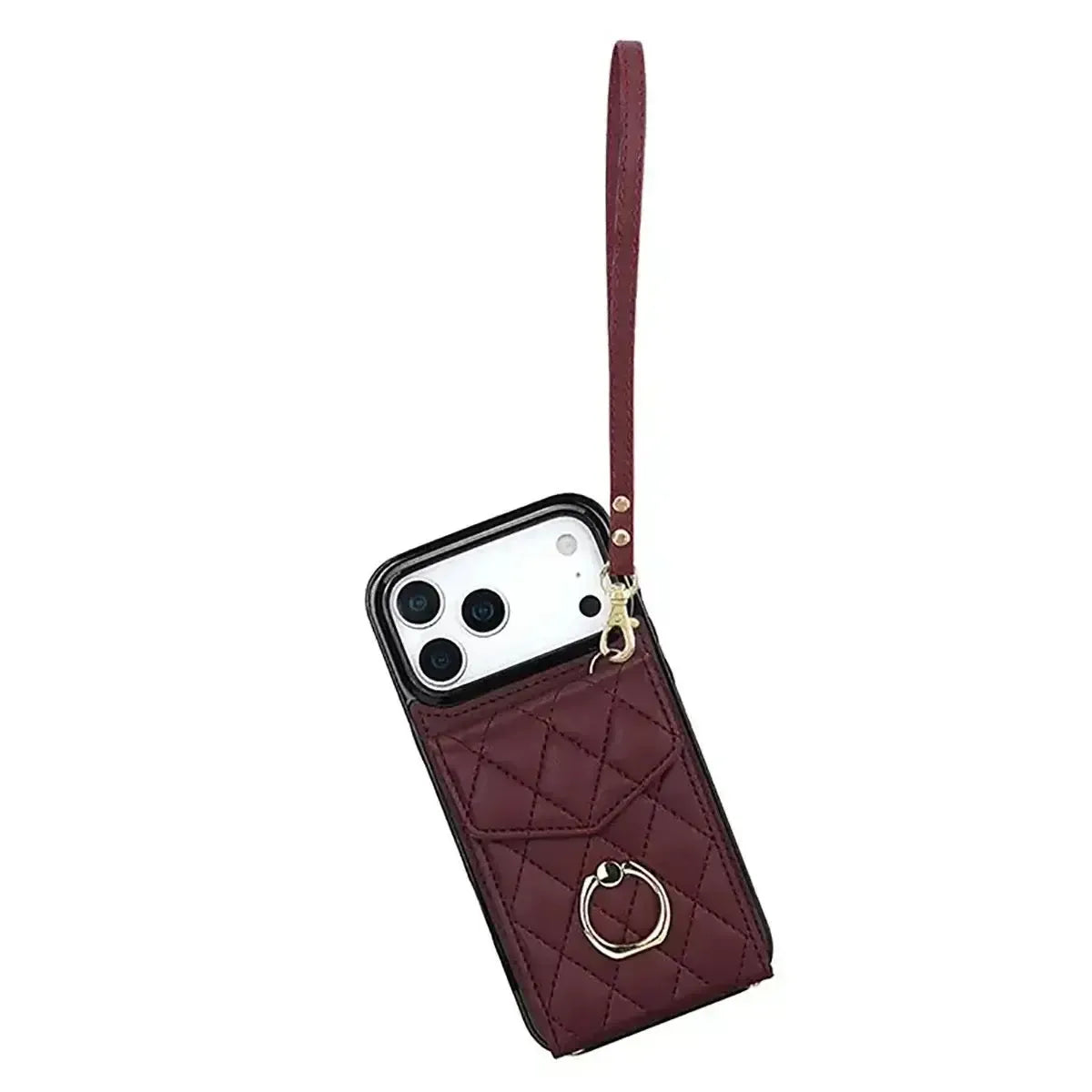 Quilted Crossbody iPhone Case with Ring Stand