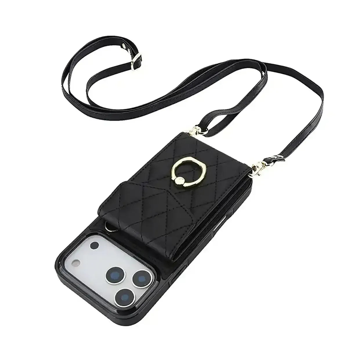Quilted Crossbody iPhone Case with Ring Stand