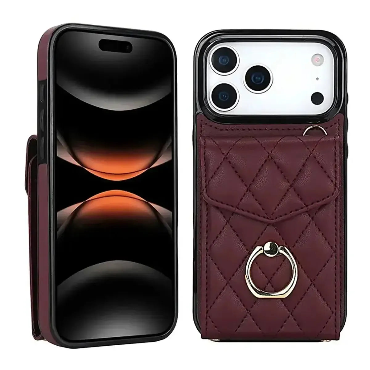 Quilted Crossbody iPhone Case with Ring Stand
