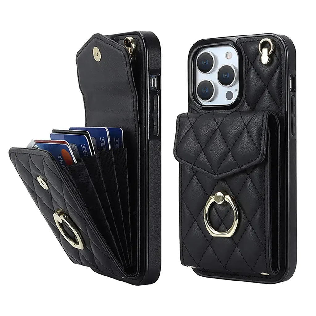 Quilted Crossbody iPhone Case with Ring Stand