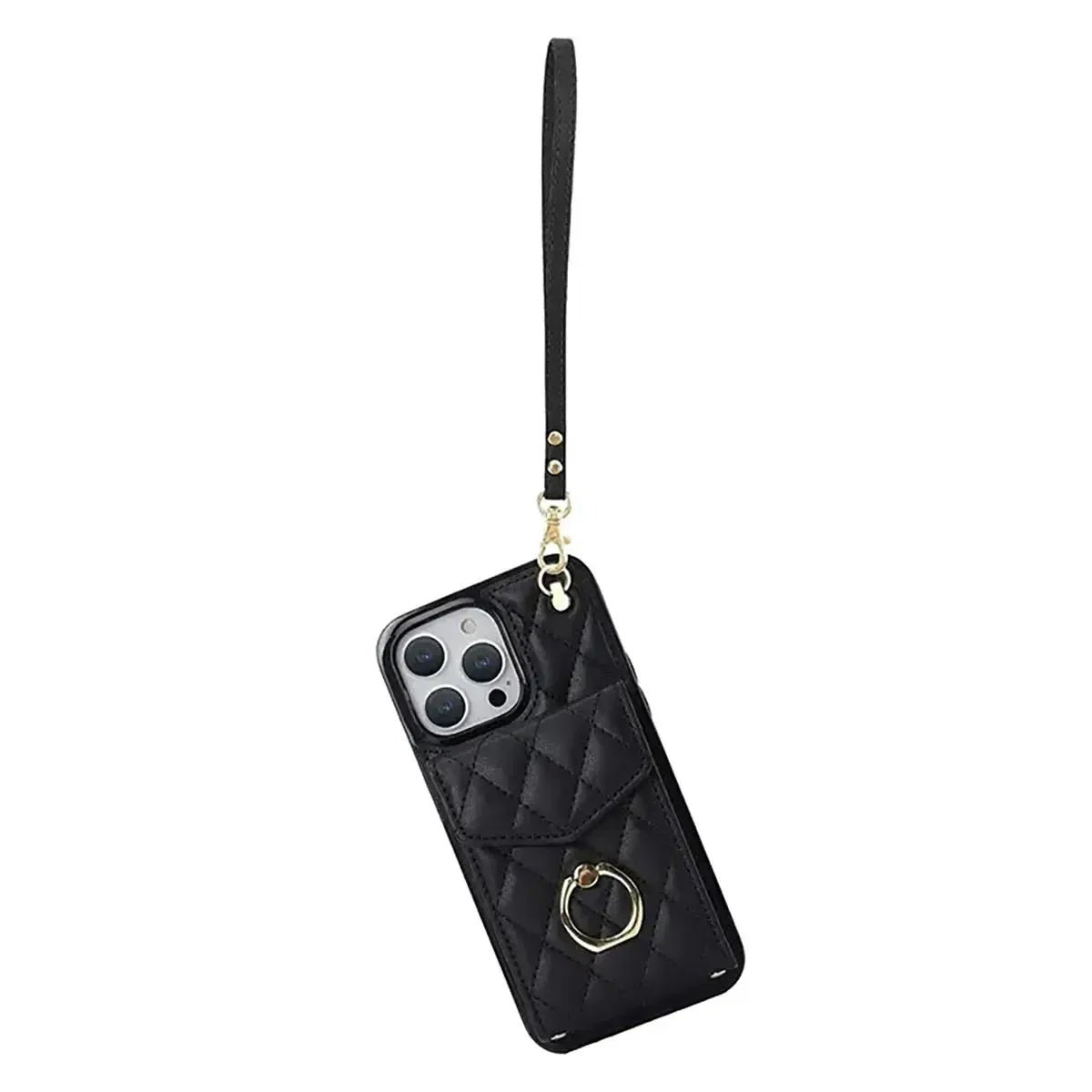 Quilted Crossbody iPhone Case with Ring Stand