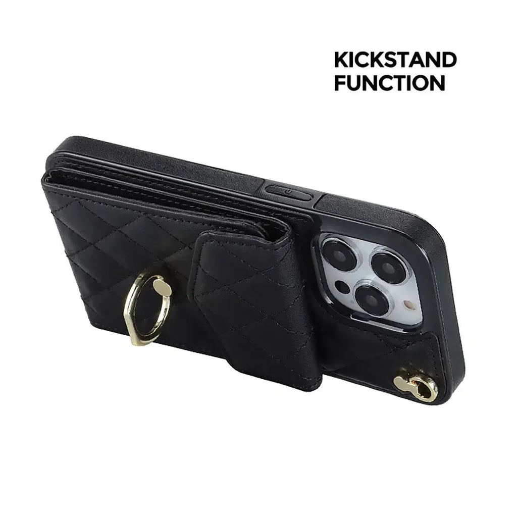 Quilted Crossbody iPhone Case with Ring Stand