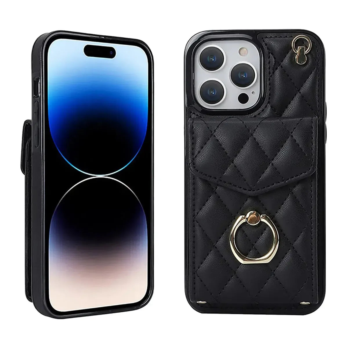 Quilted Crossbody iPhone Case with Ring Stand