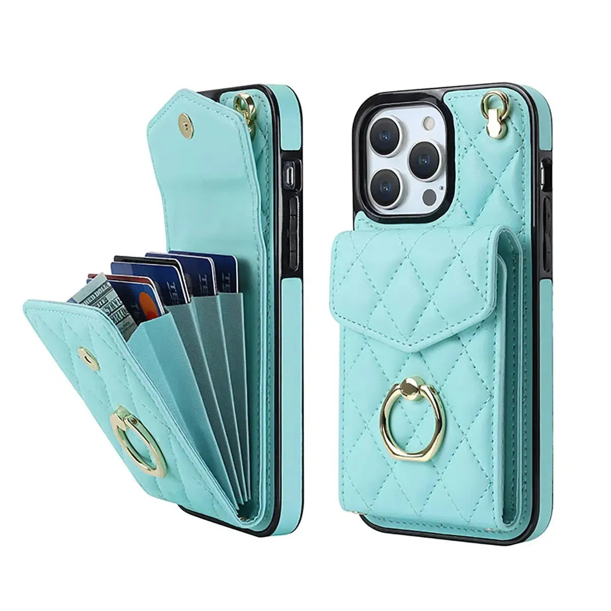 Quilted Crossbody iPhone Case with Ring Stand