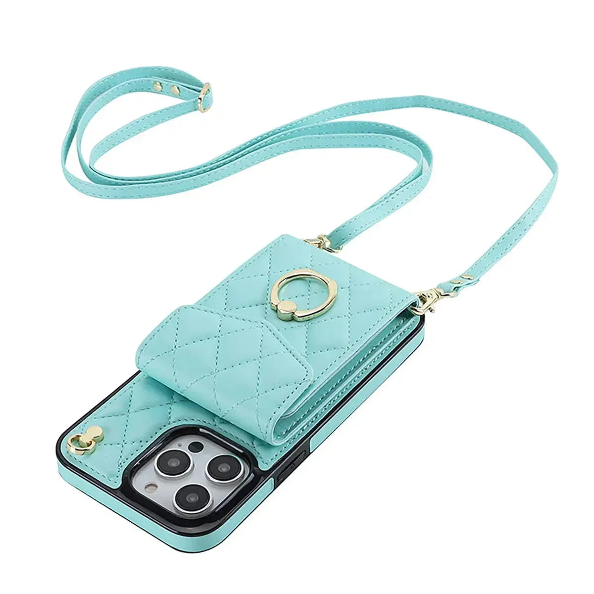 Quilted Crossbody iPhone Case with Ring Stand