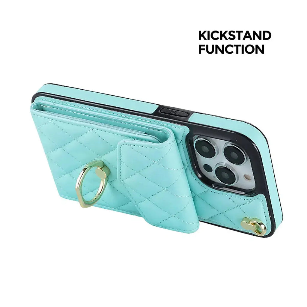 Quilted Crossbody iPhone Case with Ring Stand