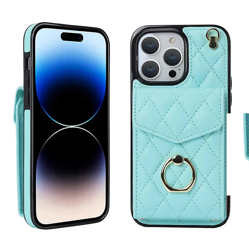 Quilted Crossbody iPhone Case with Ring Stand