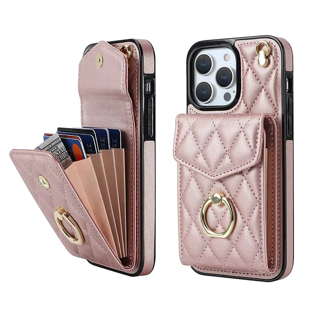 Quilted Crossbody iPhone Case with Ring Stand