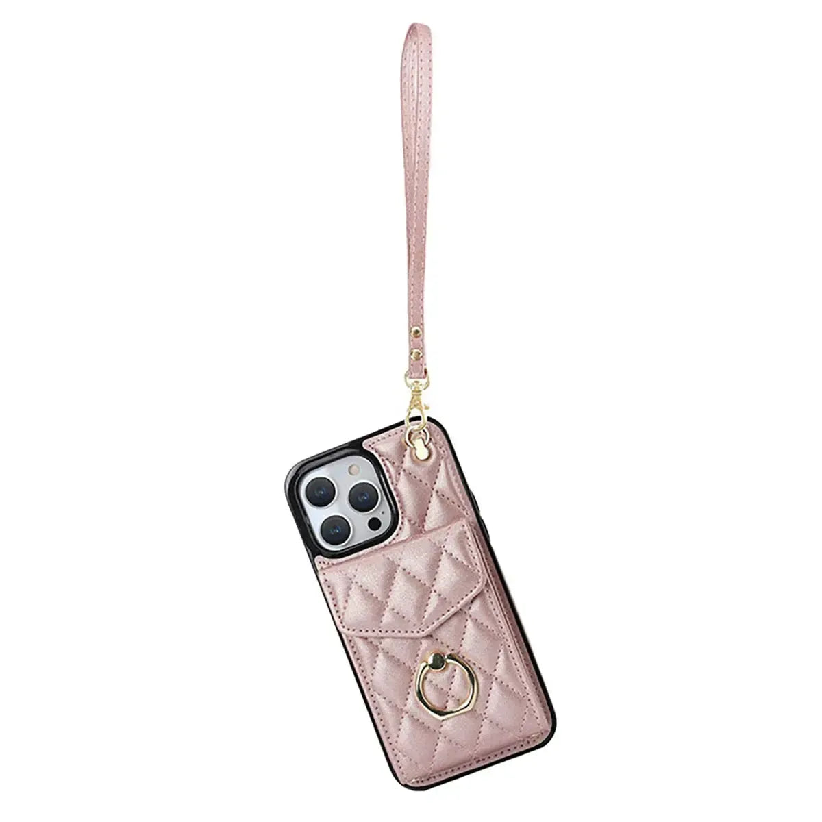 Quilted Crossbody iPhone Case with Ring Stand