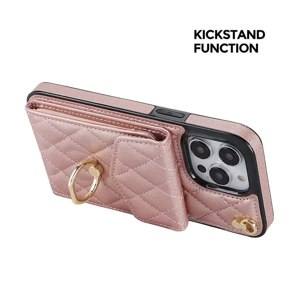 Quilted Crossbody iPhone Case with Ring Stand