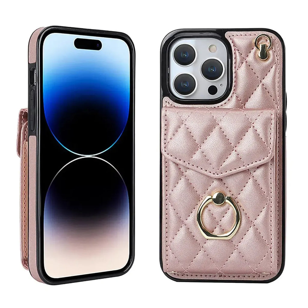 Quilted Crossbody iPhone Case with Ring Stand