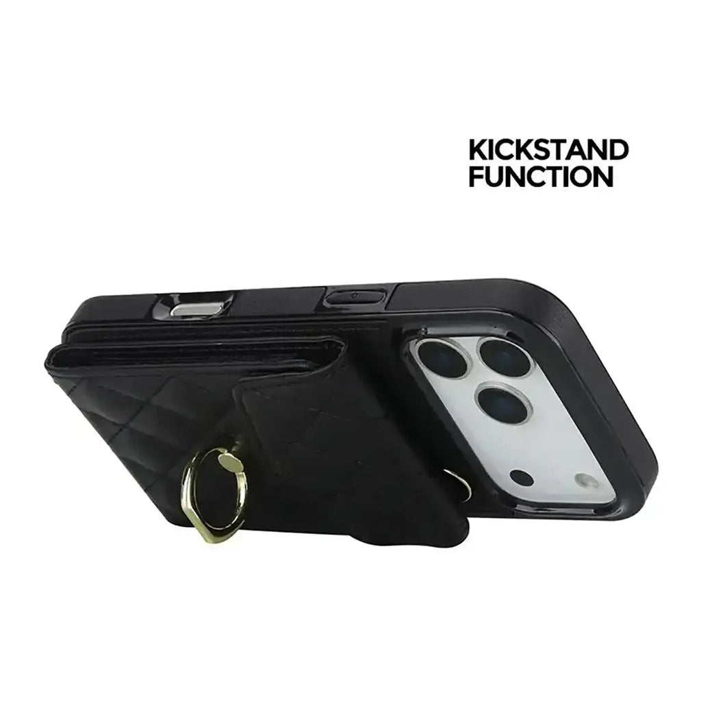 Quilted Crossbody iPhone Case with Ring Stand