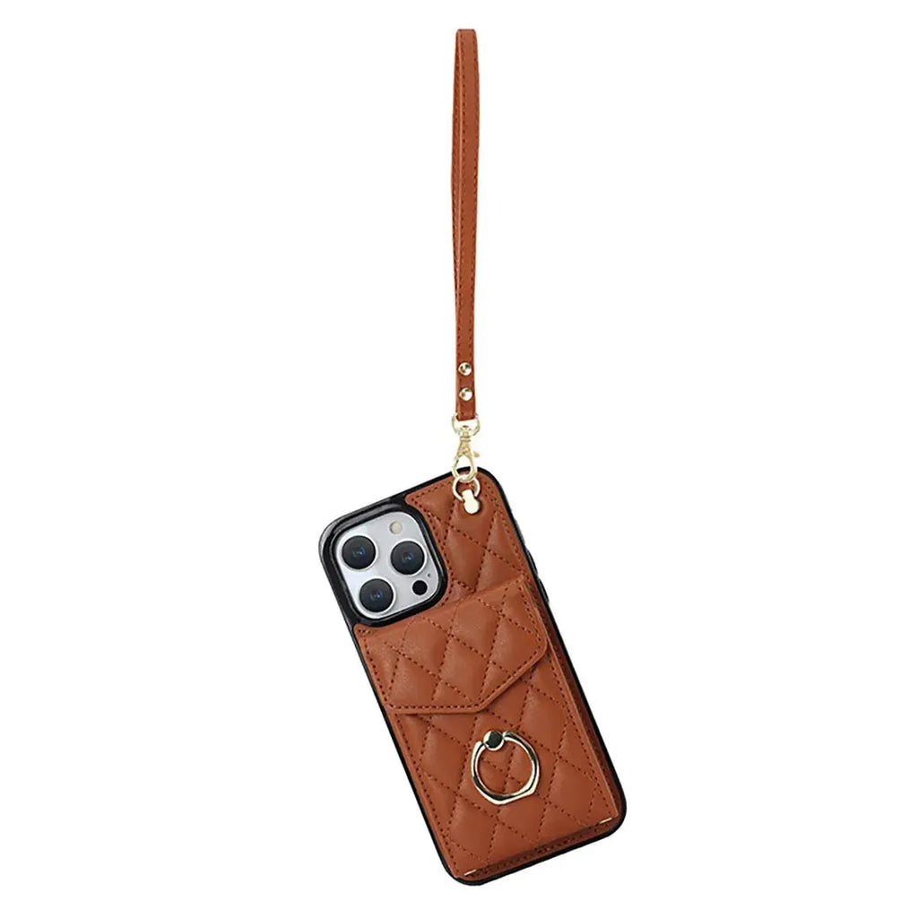 Quilted Crossbody iPhone Case with Ring Stand