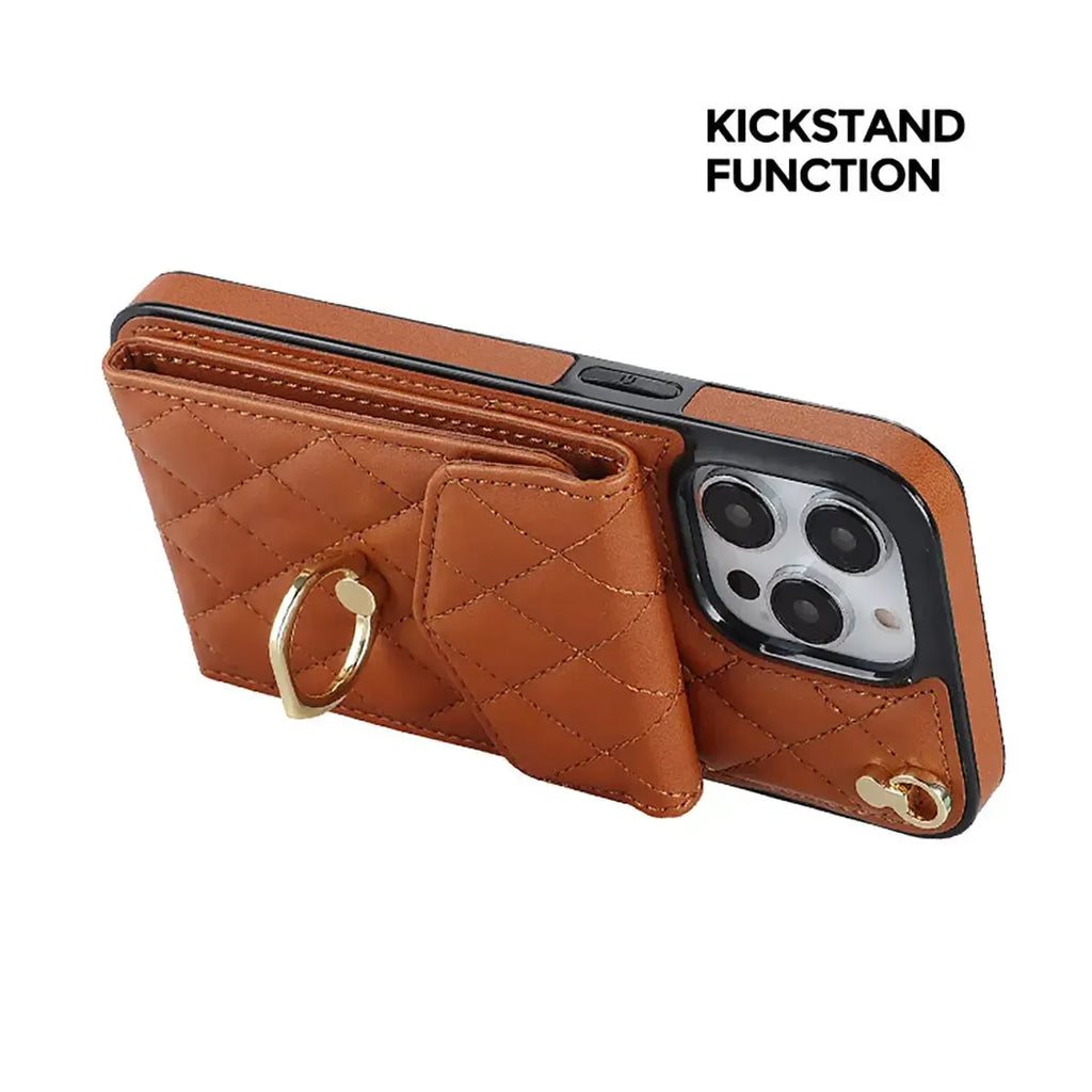 Quilted Crossbody iPhone Case with Ring Stand
