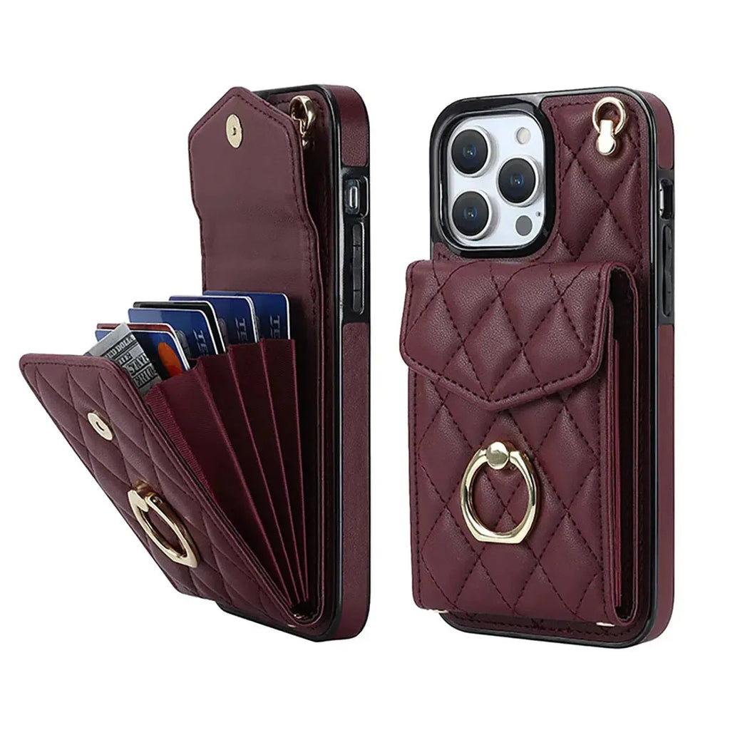 Quilted Crossbody iPhone Case with Ring Stand
