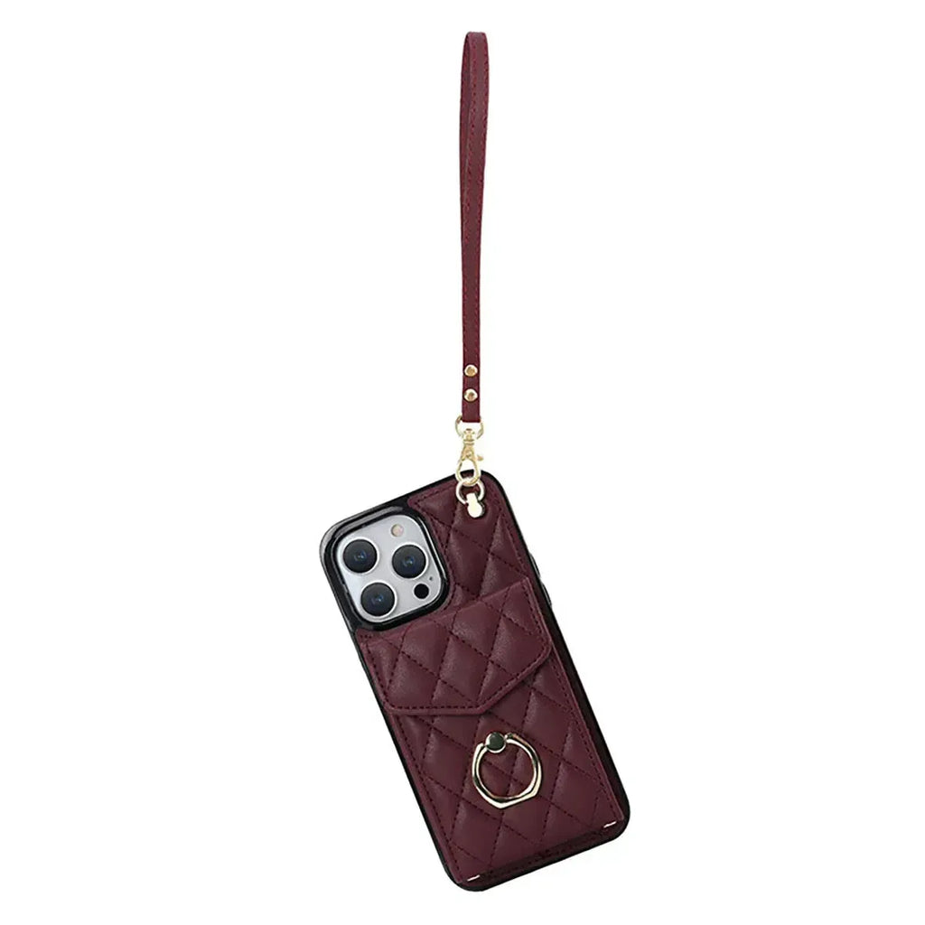 Quilted Crossbody iPhone Case with Ring Stand