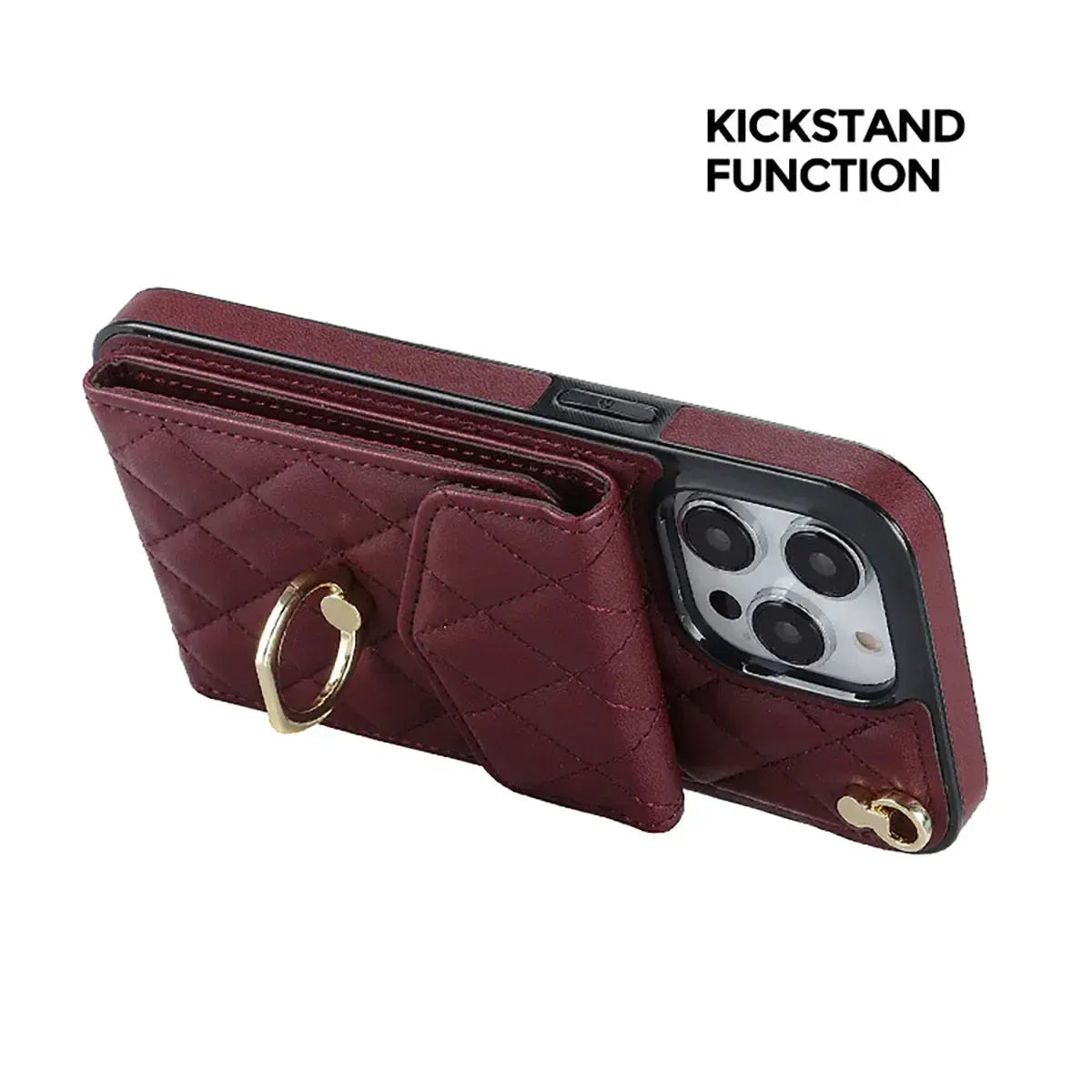 Quilted Crossbody iPhone Case with Ring Stand