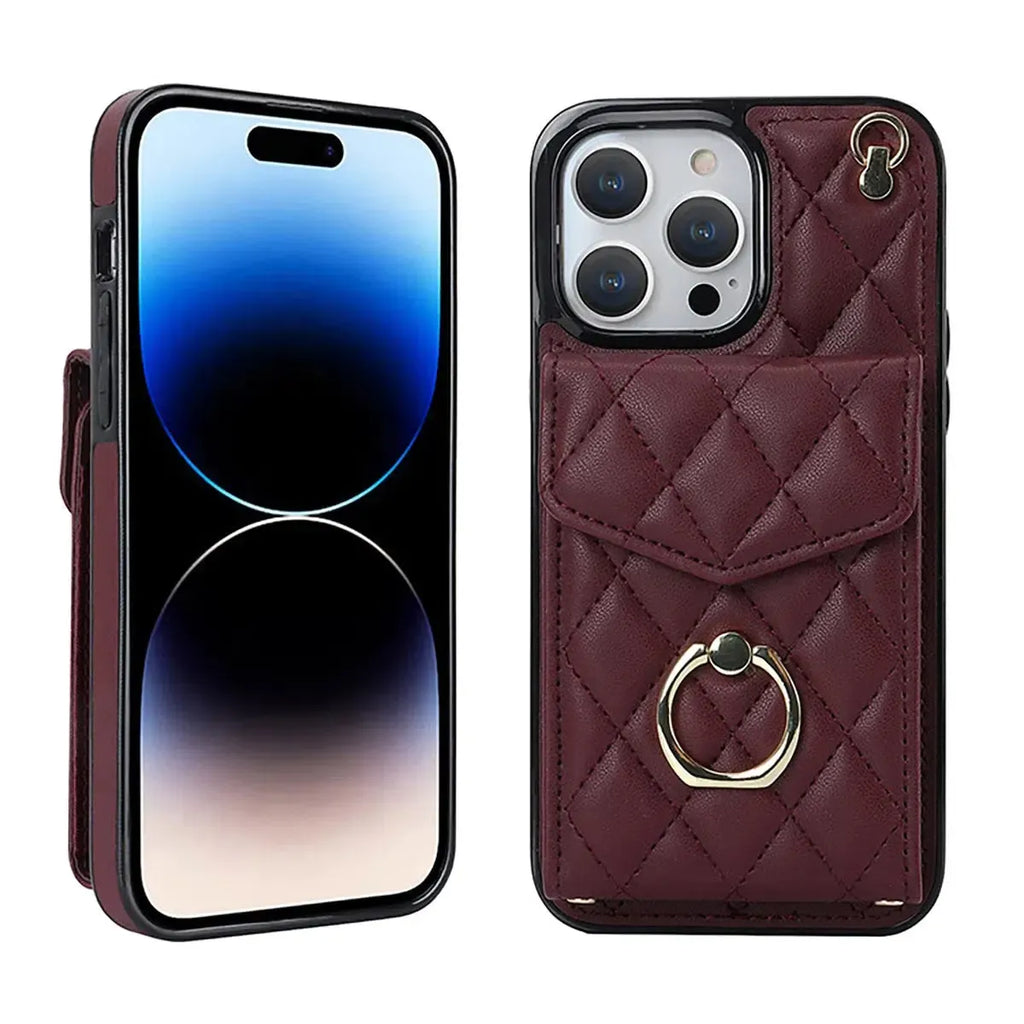 Quilted Crossbody iPhone Case with Ring Stand