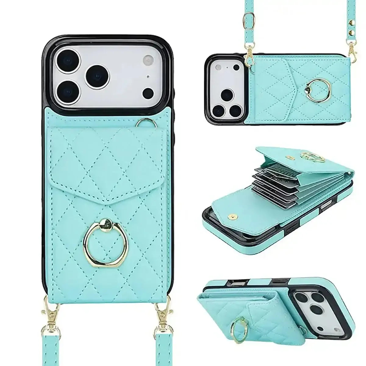 Quilted Crossbody iPhone Case with Ring Stand