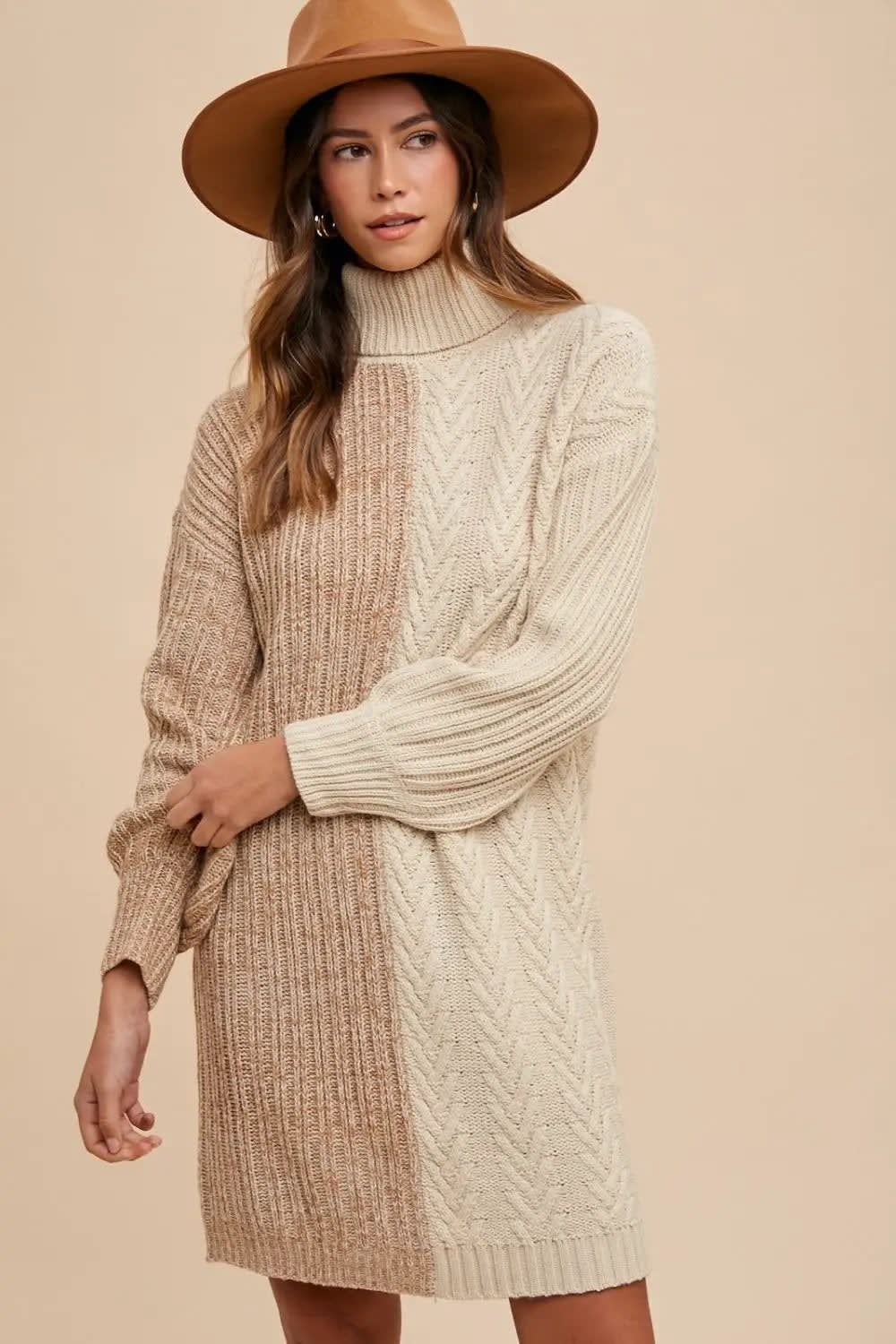 Amber Colorblock Turtleneck Sweater Dress_1