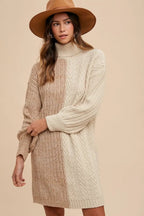Amber Colorblock Turtleneck Sweater Dress_1