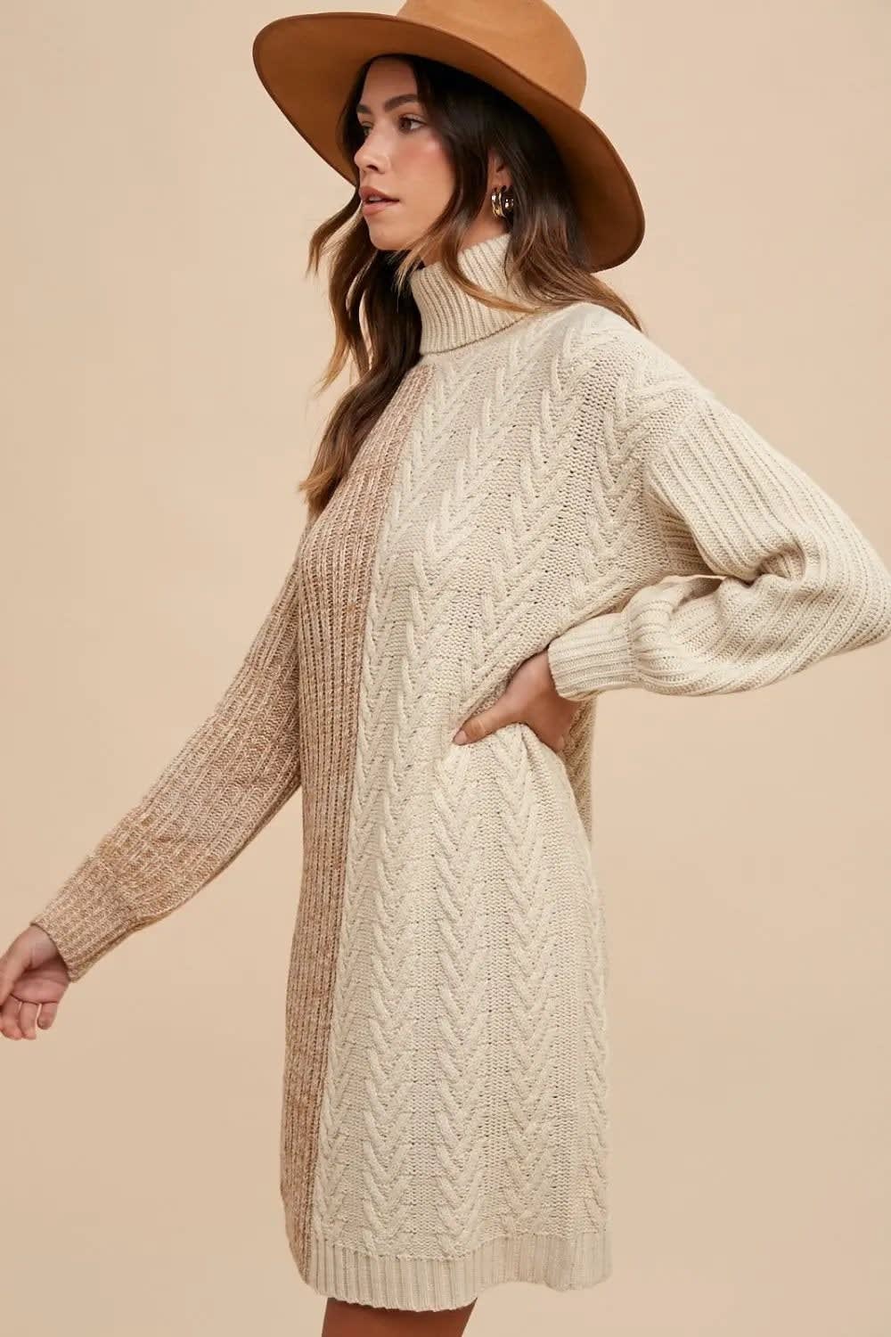 Amber Colorblock Turtleneck Sweater Dress_3