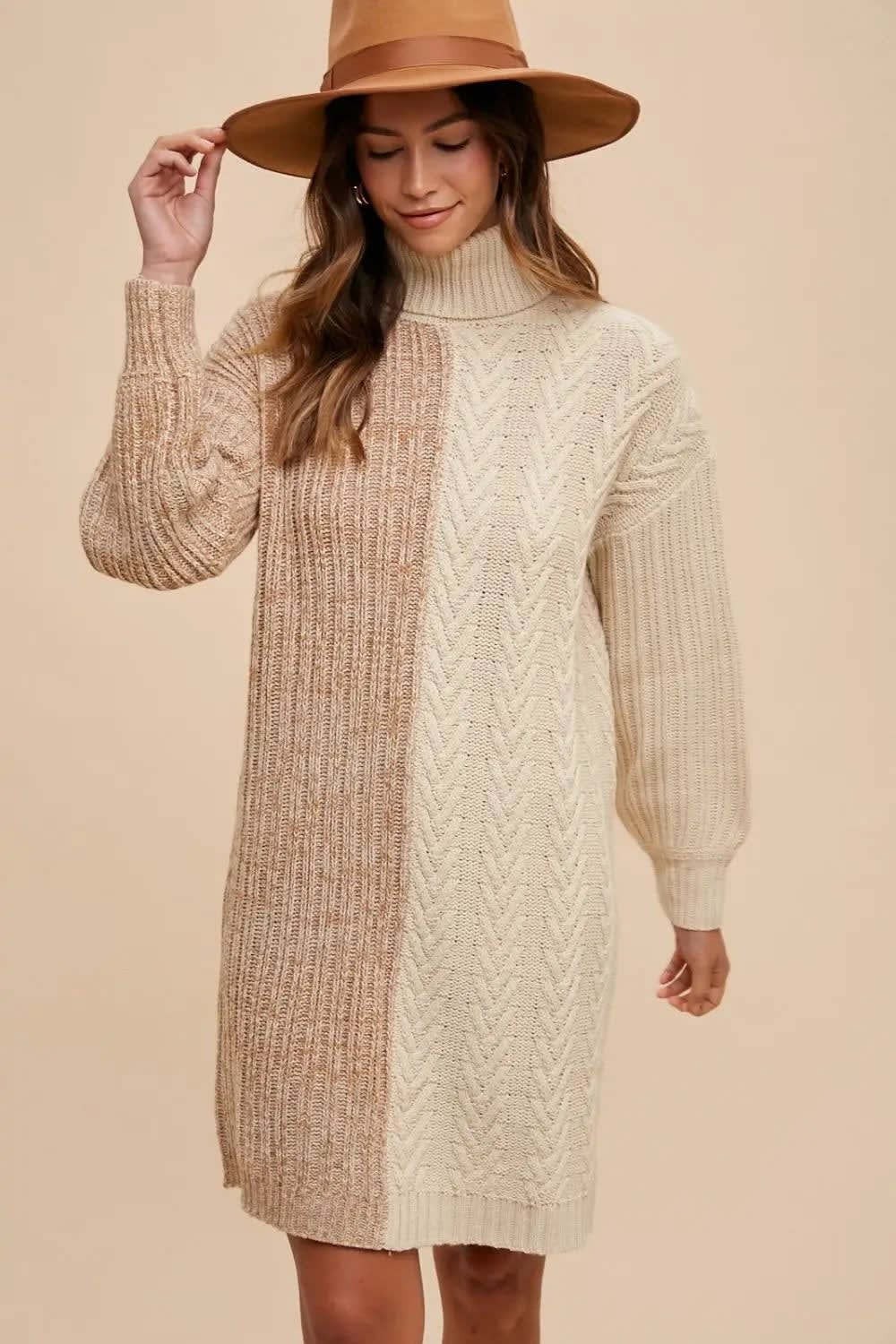 Amber Colorblock Turtleneck Sweater Dress_4