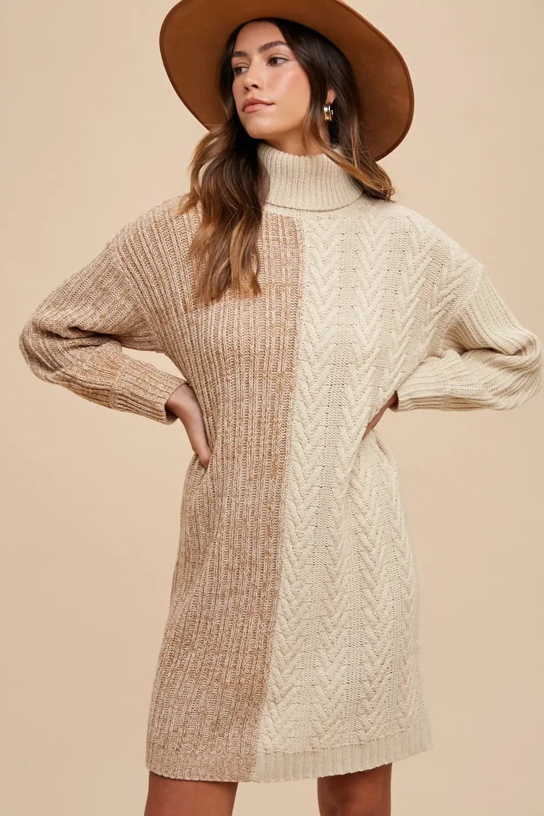 Amber Colorblock Turtleneck Sweater Dress_5