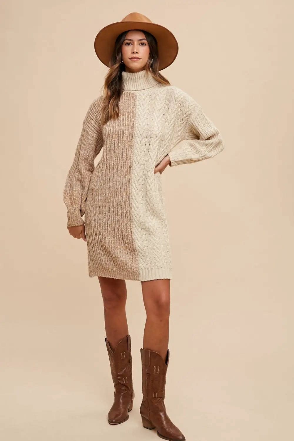 Amber Colorblock Turtleneck Sweater Dress_6