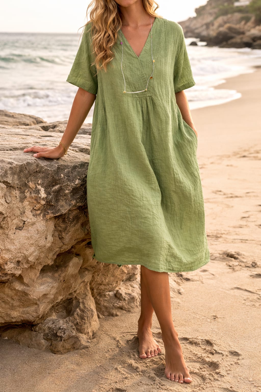 Gesa Relaxed Fit Kaftan Midi Dress_5
