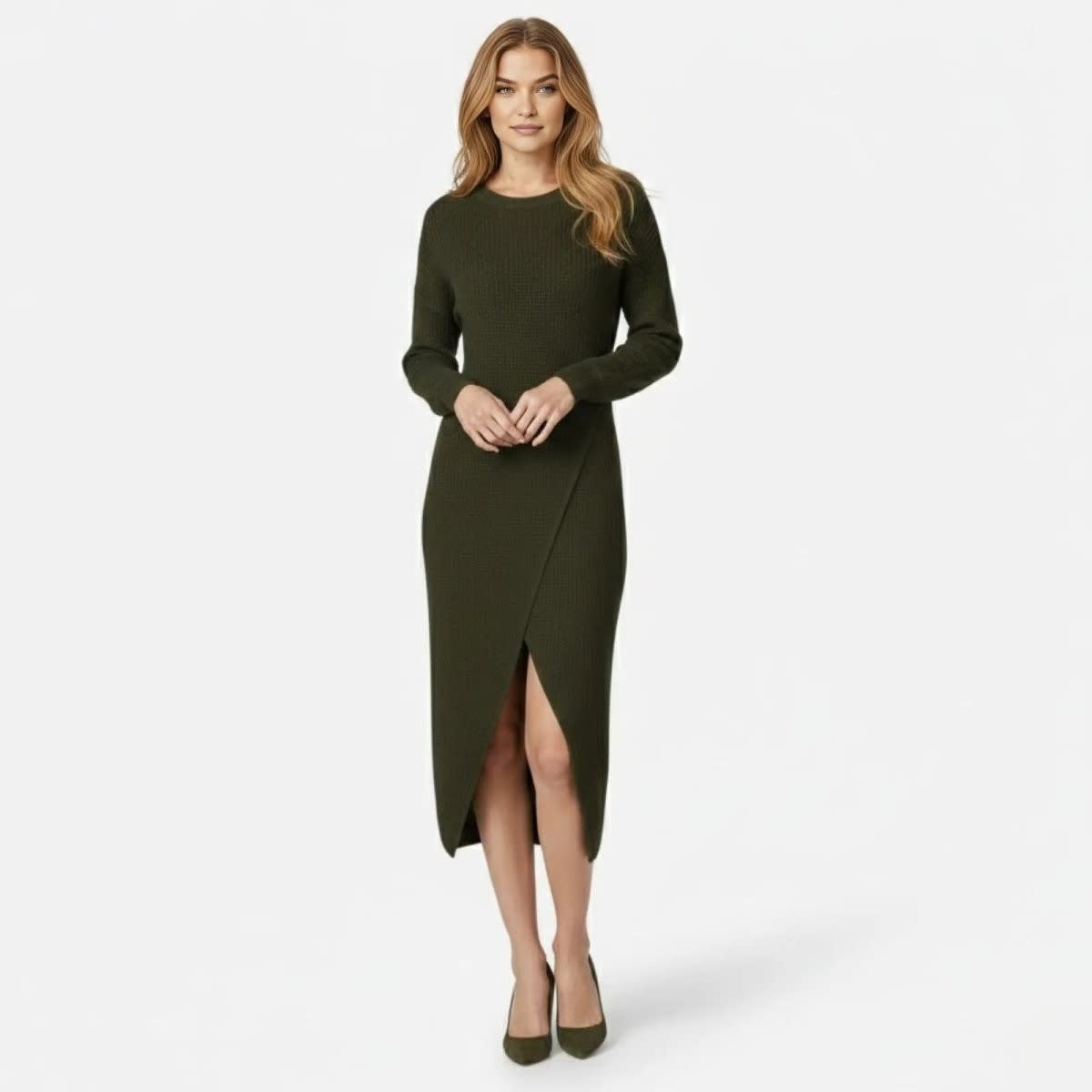 Selma Waffle Knit Midi Dress_1
