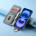 Zipper Wallet iPhone Case with Finger Strap