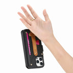 Zipper Wallet iPhone Case with Finger Strap