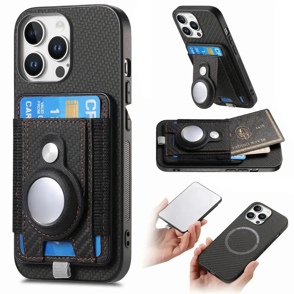 Carbon Fiber MagSafe iPhone Case with Card Wallet