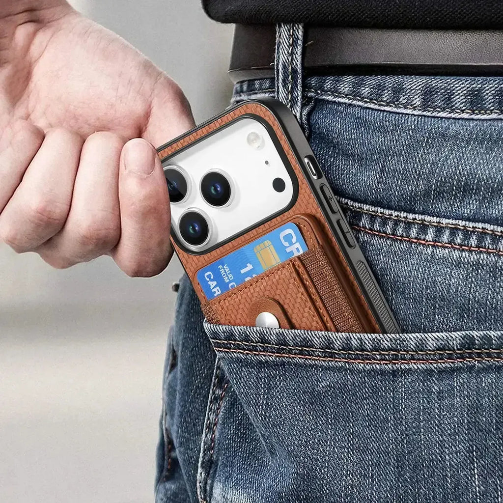 Carbon Fiber MagSafe iPhone Case with Card Wallet