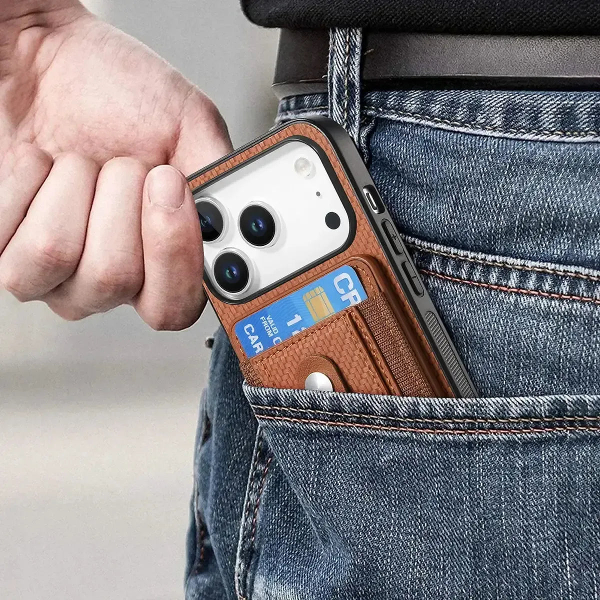 Carbon Fiber MagSafe iPhone Case with Card Wallet