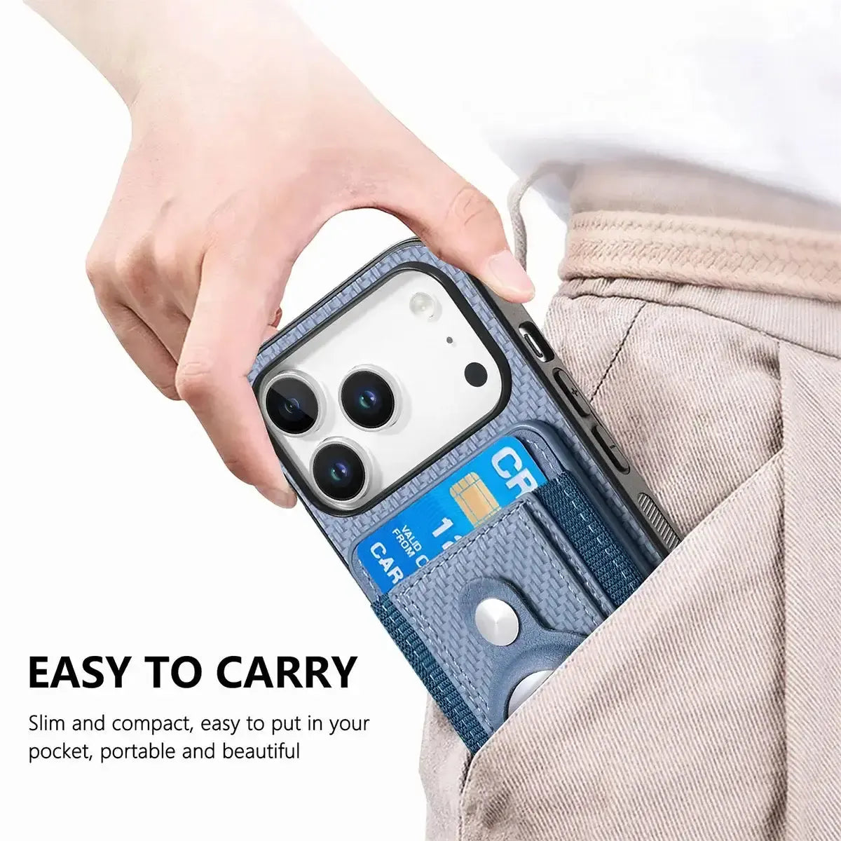 Carbon Fiber MagSafe iPhone Case with Card Wallet