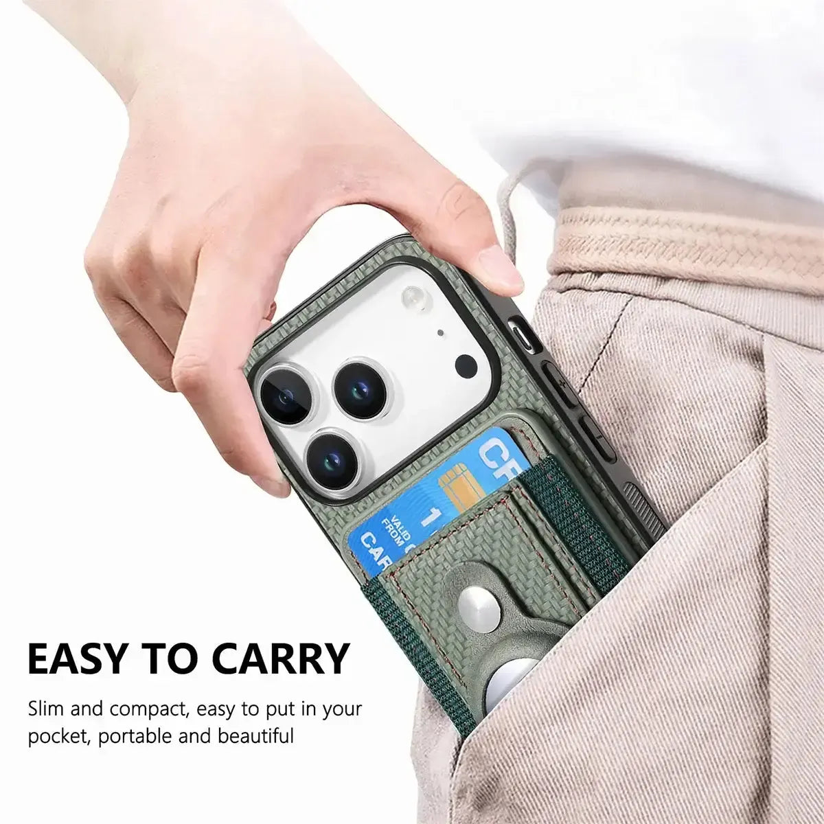 Carbon Fiber MagSafe iPhone Case with Card Wallet