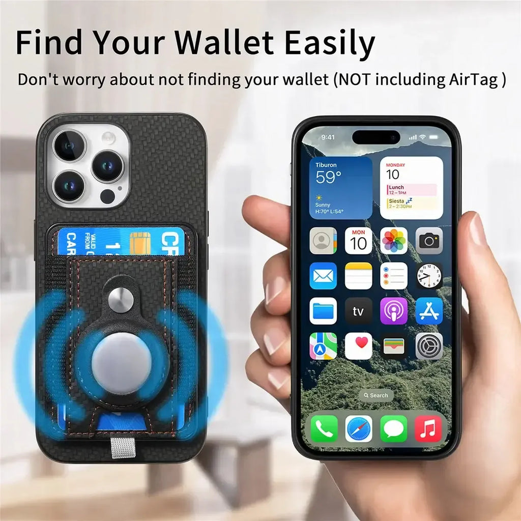 Carbon Fiber MagSafe iPhone Case with Card Wallet